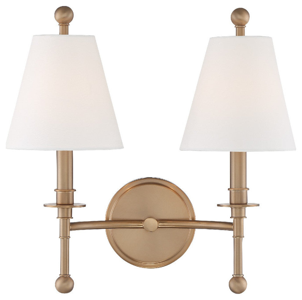 Riverdale 2 Light Wall Mount in Aged Brass