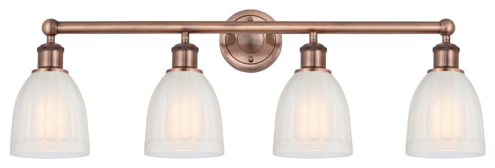 Brookfield 4-Light 33" Bath Vanity Light, Antique Copper Finish, White Shade