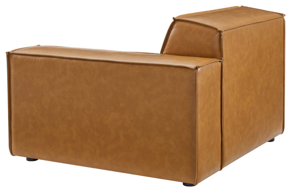 Sectional Sofa Set, Faux Vegan Leather, Tan, Modern, Living Lounge Hospitality