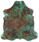 Green Metallic Cowhide Rug 6' 6" X 6' 2" C2158