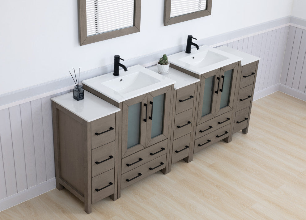 Vanity Art Freestanding Bathroom Vanity Set with Ceramic Top & Mirror