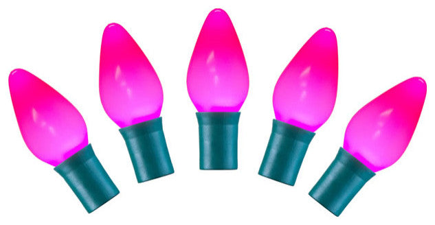 Vickerman X8Gc760 25 Pink Ceramic C7 Led Light, 16' Christmas Mold Light Strand