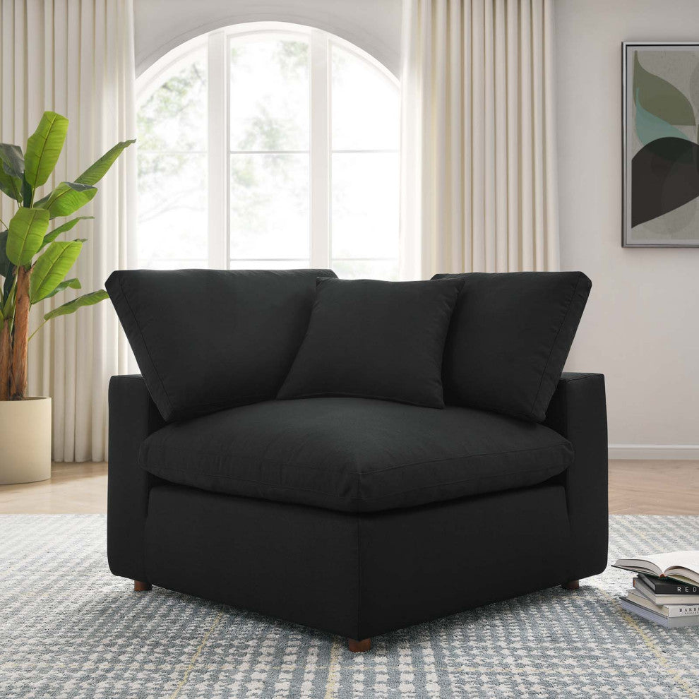 Commix Down Filled Overstuffed Corner Chair, Black