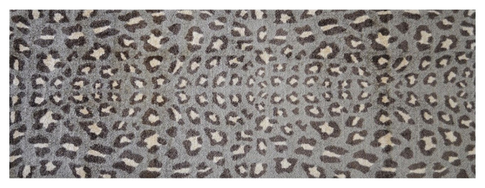 2' x 6' Gray and Brown Cheetah Washable Runner Rug