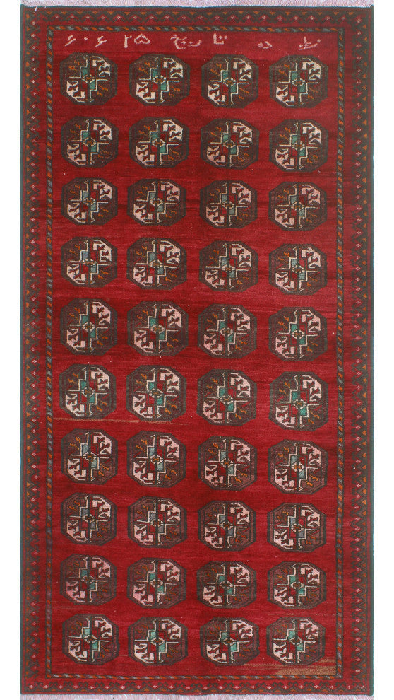 Vintage Distressed Nixon Red/Charcoal Runner, 3'11x7'11