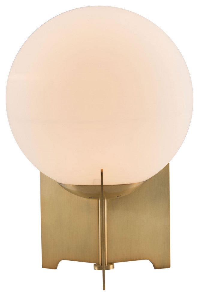 Table Lamp, Glass, Steel Metal, White, Brass Gold, Kitchen Lounge Cafe Bistro