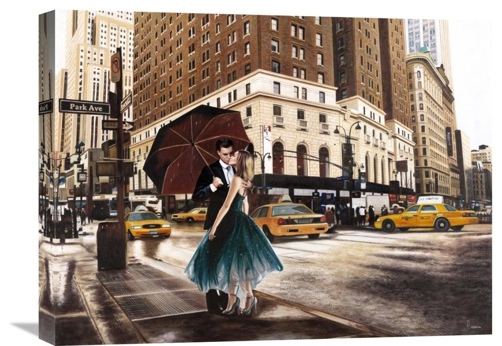 "Kiss in Park Avenue" Stretched Canvas Giclee by Pierre Benson, 24"x18"