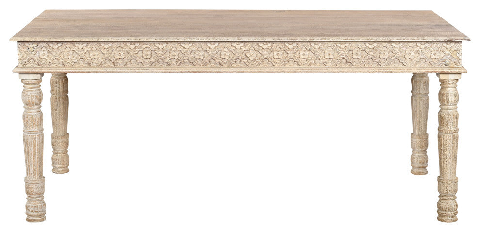 Wiley Carved Dining Table, White, 72" W