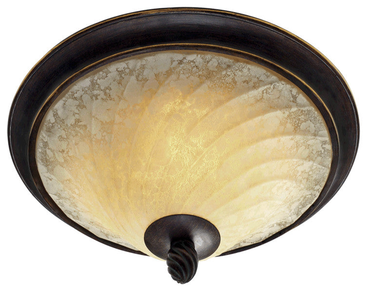 Torbellino Flush Mount, Cordoban Bronze With Remolino Glass