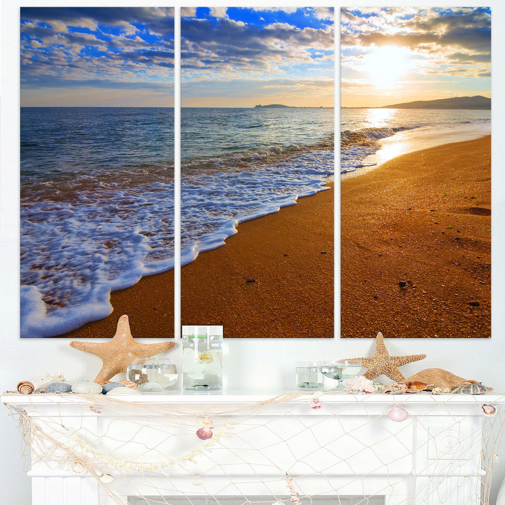 "Sydney Early Morning Beach" Beach Metal Wall Art, 3 Panels, 36"x28"