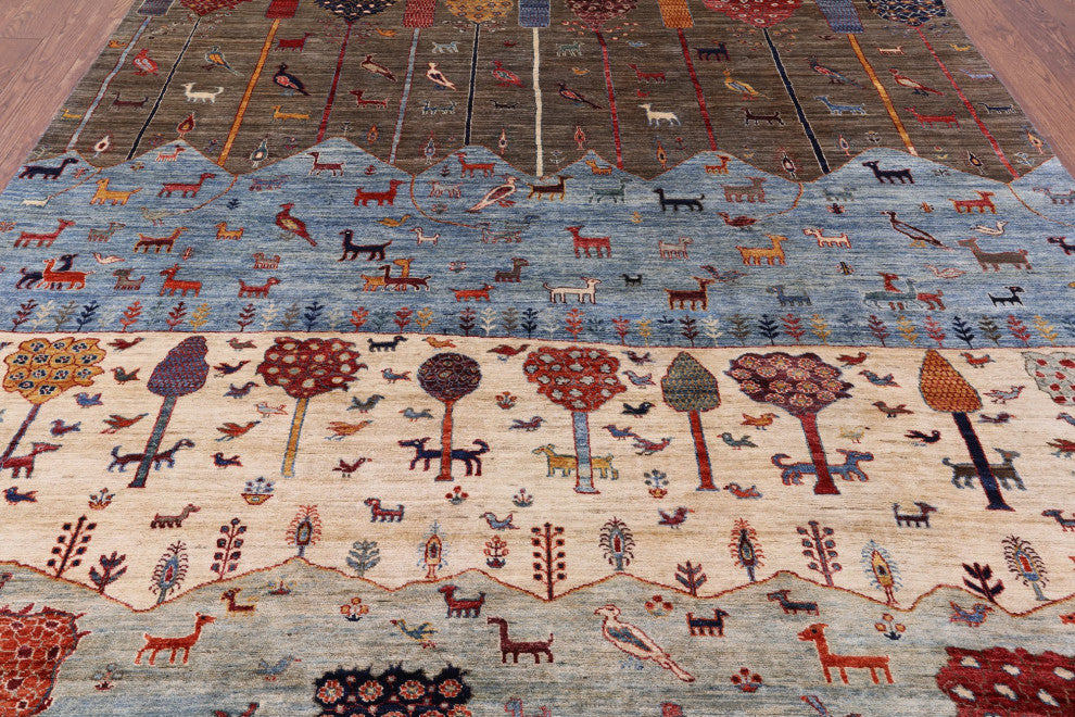 Tribal Persian Gabbeh Hand-Knotted Rug 8' 1" X 9' 9" Q8227