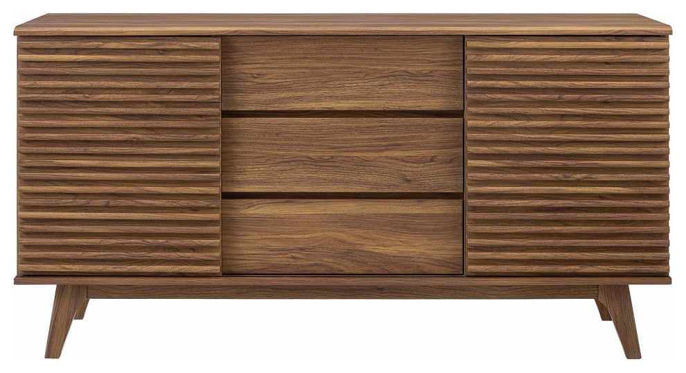 Lounge Lobby Media TV Stand Storage Buffet Sideboard, Wood, Natural Walnut
