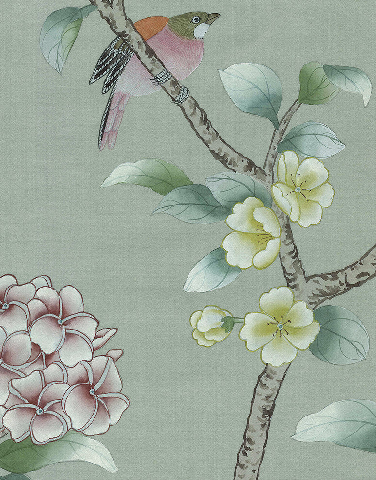 Chinoiserie Wall Mural Chanteur Jade, Sample