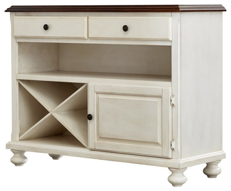 Sunset Trading Andrews Server, Antique White With Chestnut Brown Top