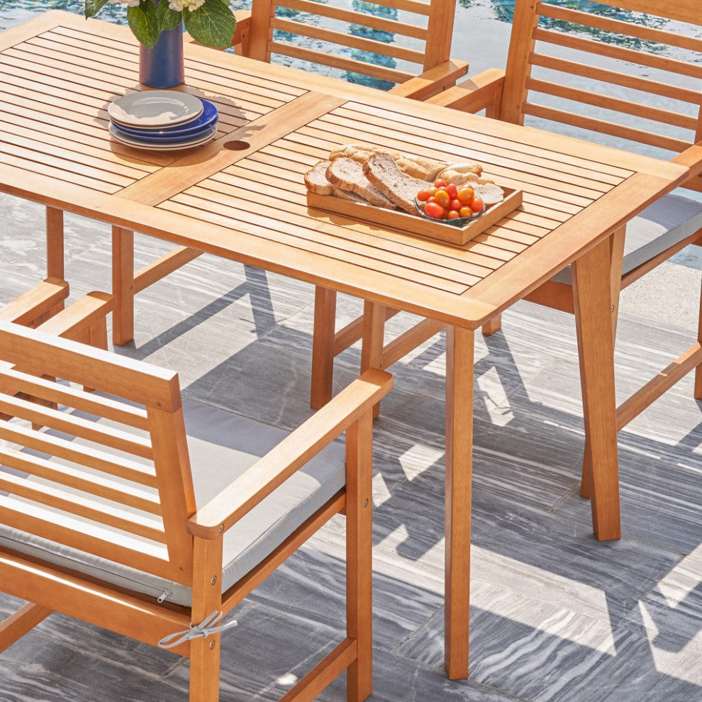 Light Wood Dining Table With Slatted Top