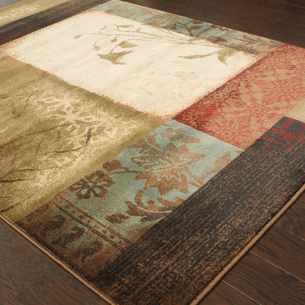Harrison Geometric Beige and Green Rug, 10'x13'