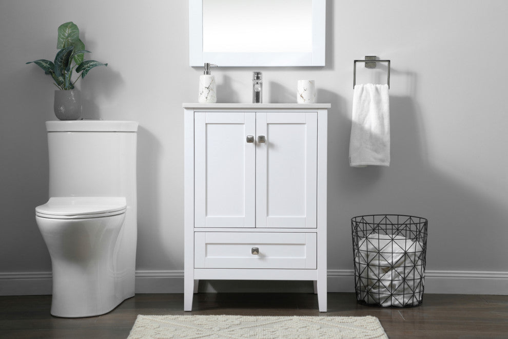 24" SIngle Bathroom Vanity, White