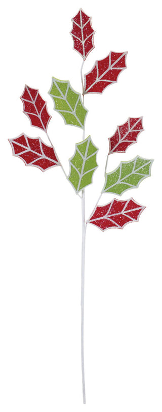 Glittered Fabric Holly Spray, Set of 6