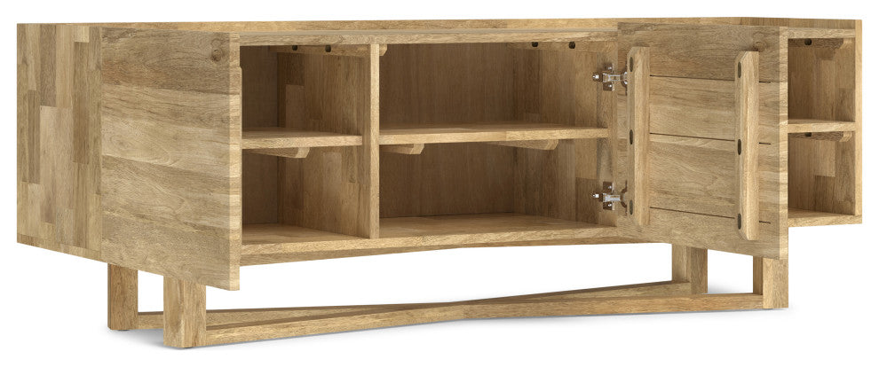 Harrow Solid Mango Wood TV Media Stand, Natural For TVs up to 65 inches