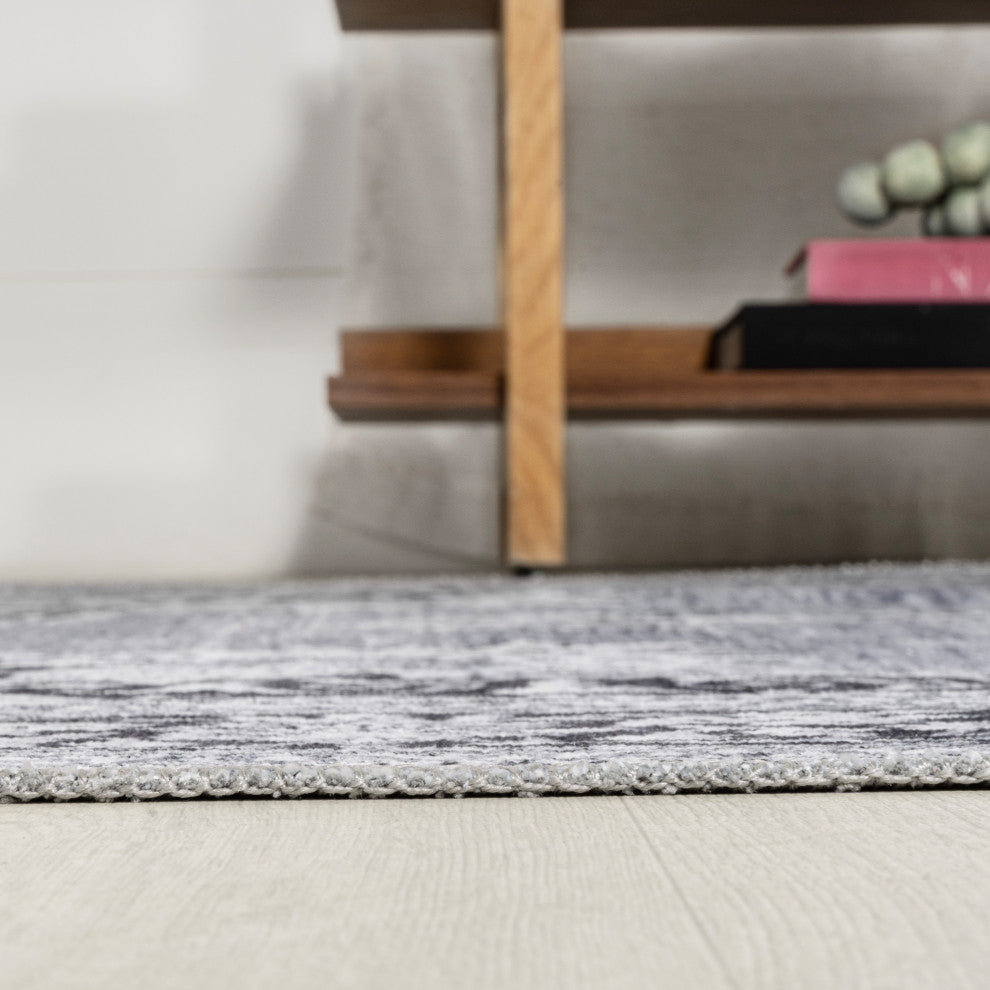 Bausch Distressed Chenille Washable Gray/White 3 ft. x 5 ft. Area Rug