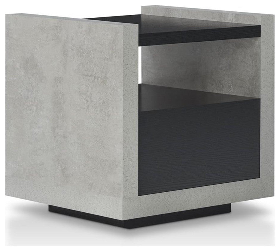 Furniture of America Gare Industrial Wood Storage End Table in Black