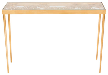 Safavieh Leilani Palm Leaf Console Table, Gold/Glass