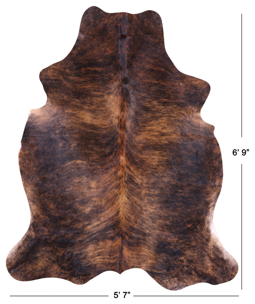 6' 9" X 5' 7" Brindle Natural Cowhide Rug C1989
