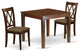 3Pc Dinette Set, Square Kitchen Table, Two Dining Chairs, Mahogany Finish