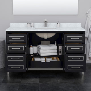 Marlena 60" Black Single Vanity, Top, Nickel Trim