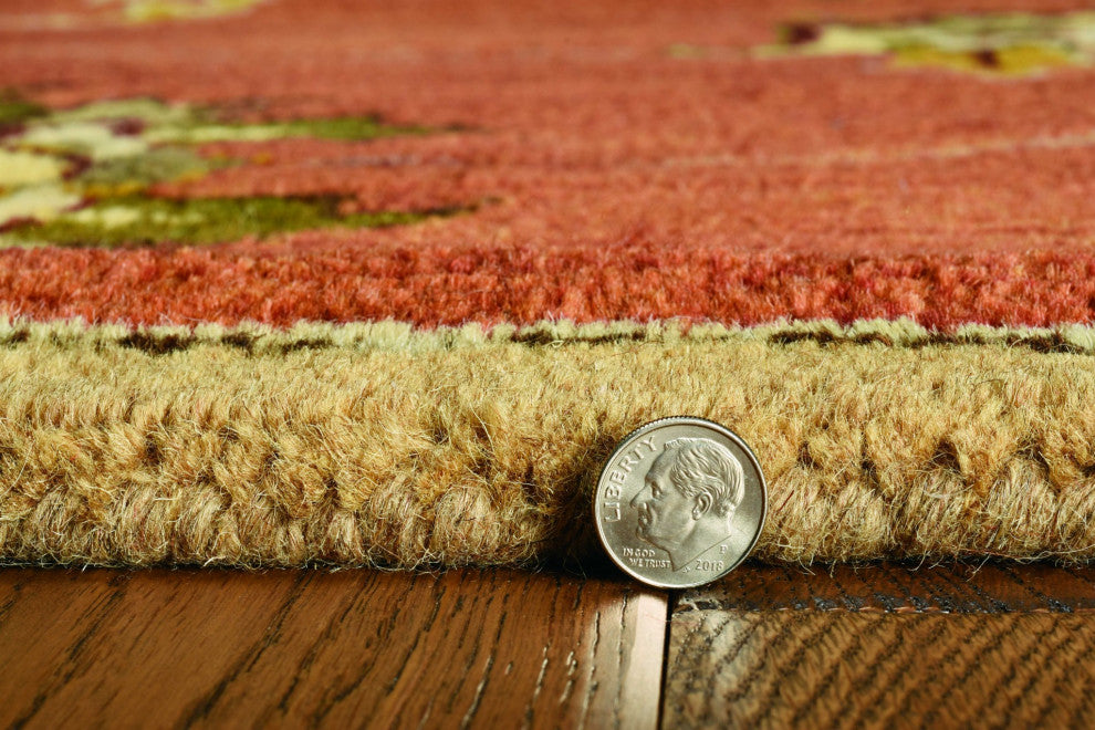 HomeRoots 9'x13' Sienna Orange Hand Tufted Traditional Floral Indoor Area Rug