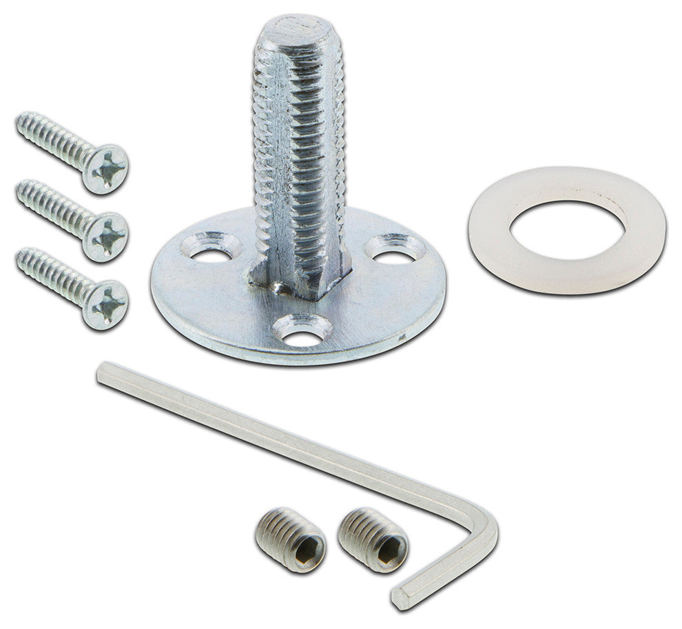 Single Rope Rosette With Round Clear Cottage Knob, Satin Nickel