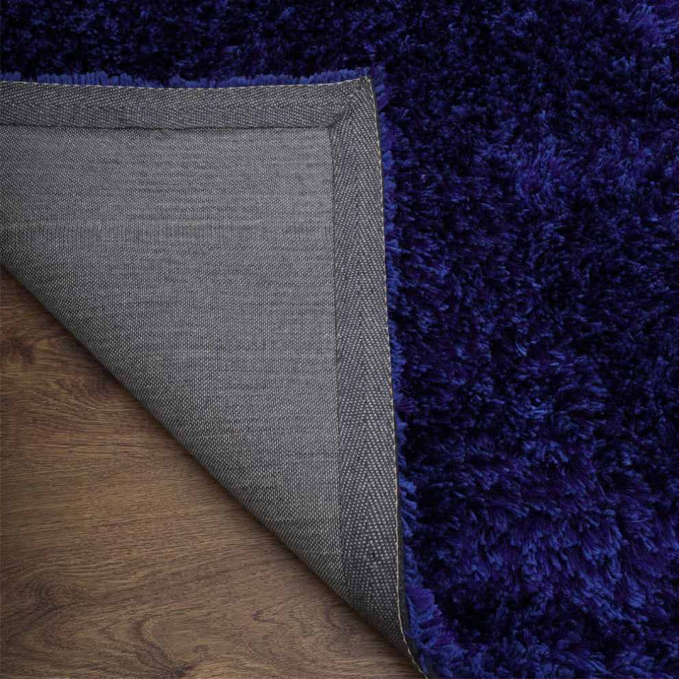 HAND TUFTED SHAG POLYESTER ECO-FRIENDLY AREA RUGS -  Blue Color, Solid Design