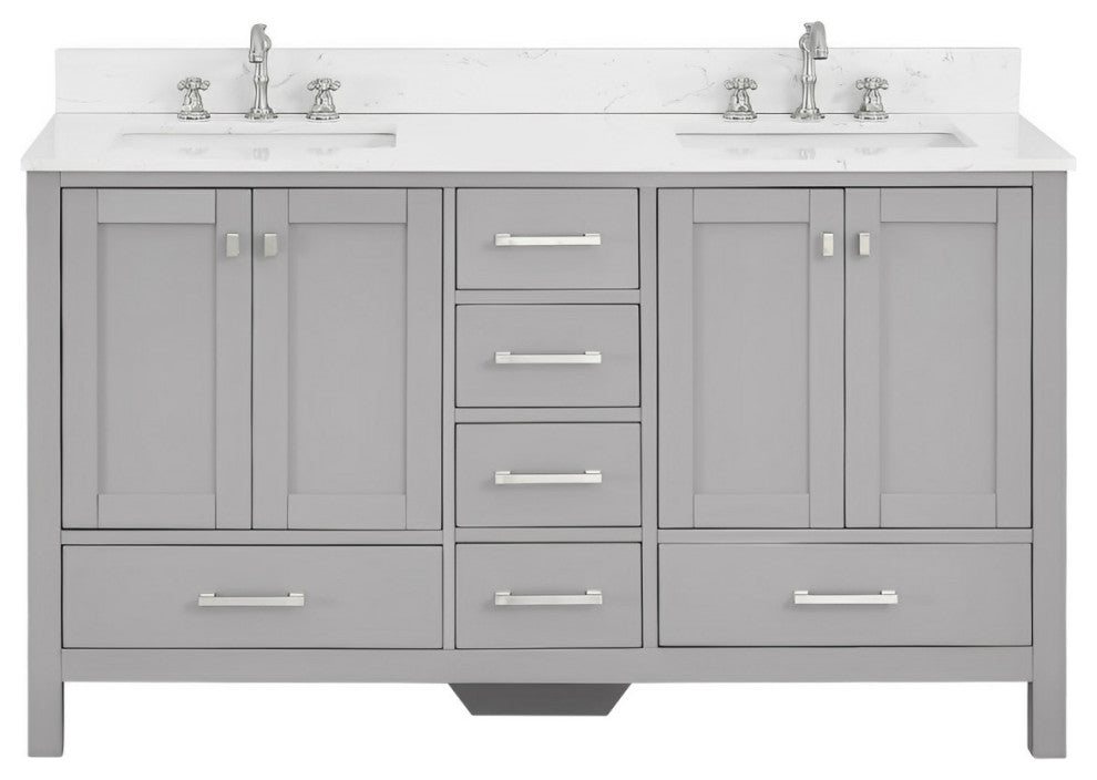 Bathroom Vanity Set, Base:Gray, 60", Without Mirror