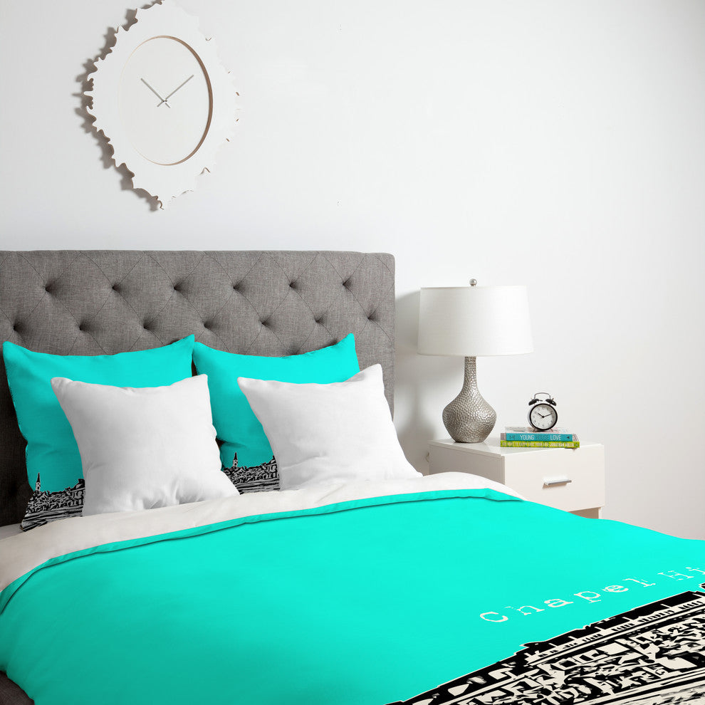 Deny Designs Bird Ave Chapel Hill Aqua Duvet Cover - Lightweight