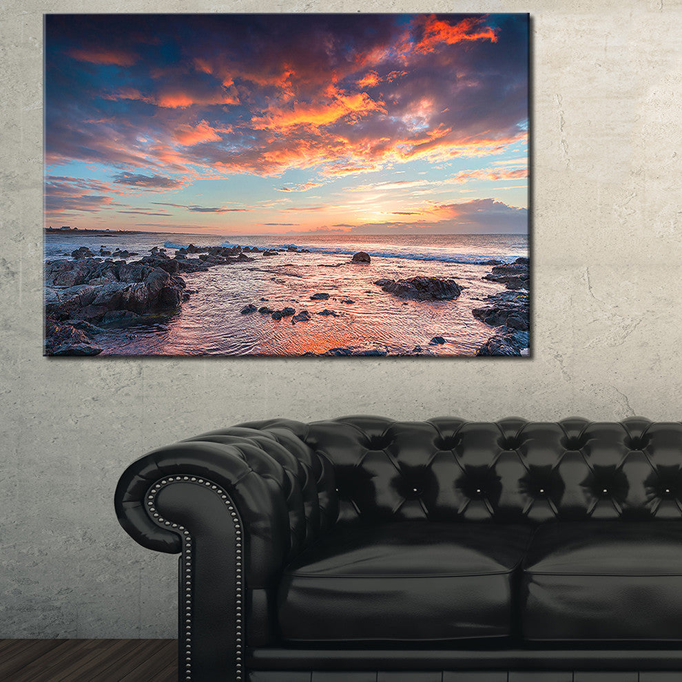 "Passero Cape Spring Sunrise" Seashore Canvas Photo Print, 40"x20"