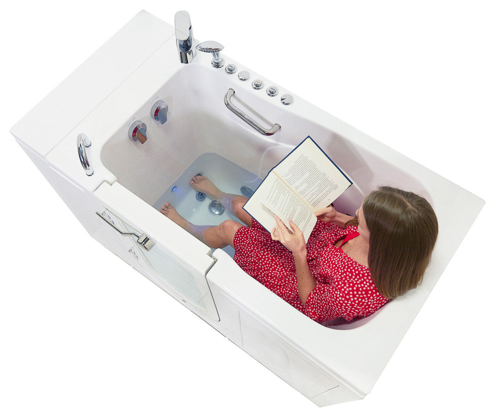 Ella Capri 30"x52" Air+Hydro Massage Walk-In Bathtub, Outward Swing Door, Faucet