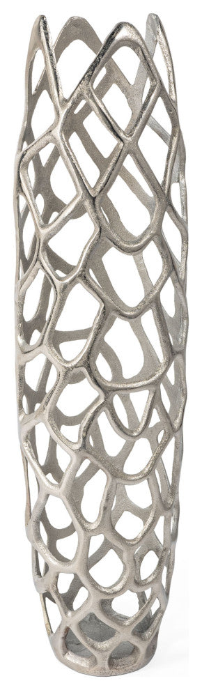 Adler Silver Metal Floor Vase, Large