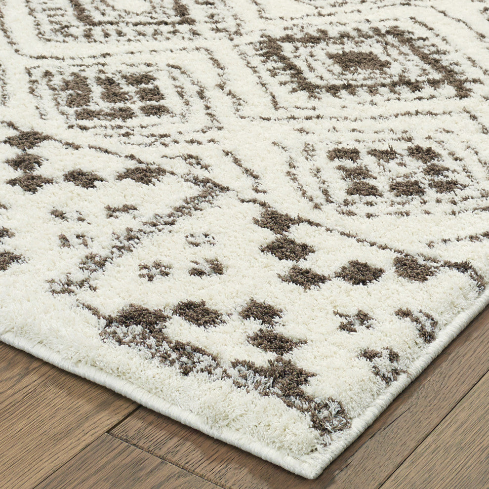 Viviana Distressed Tribal Ivory/ Brown Area Rug, 3''10"X5''5"