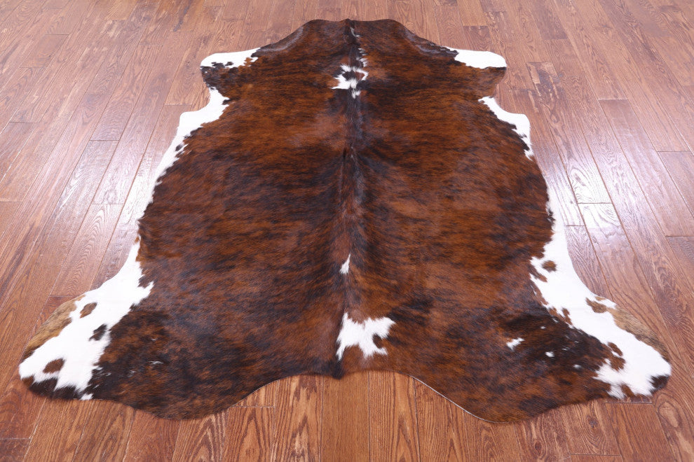 6' 7" X 6' 2" Brindle Natural Cowhide Rug C2192