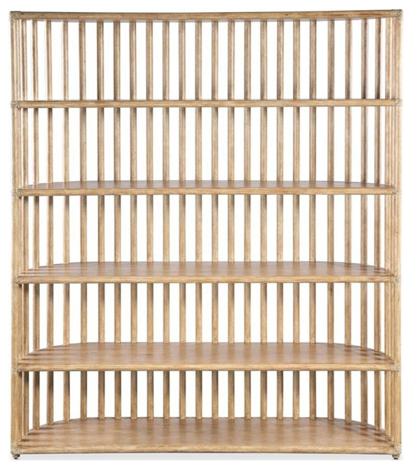 Retreat Slatted Wood Framed Bookcase in Beige by Hooker Furniture
