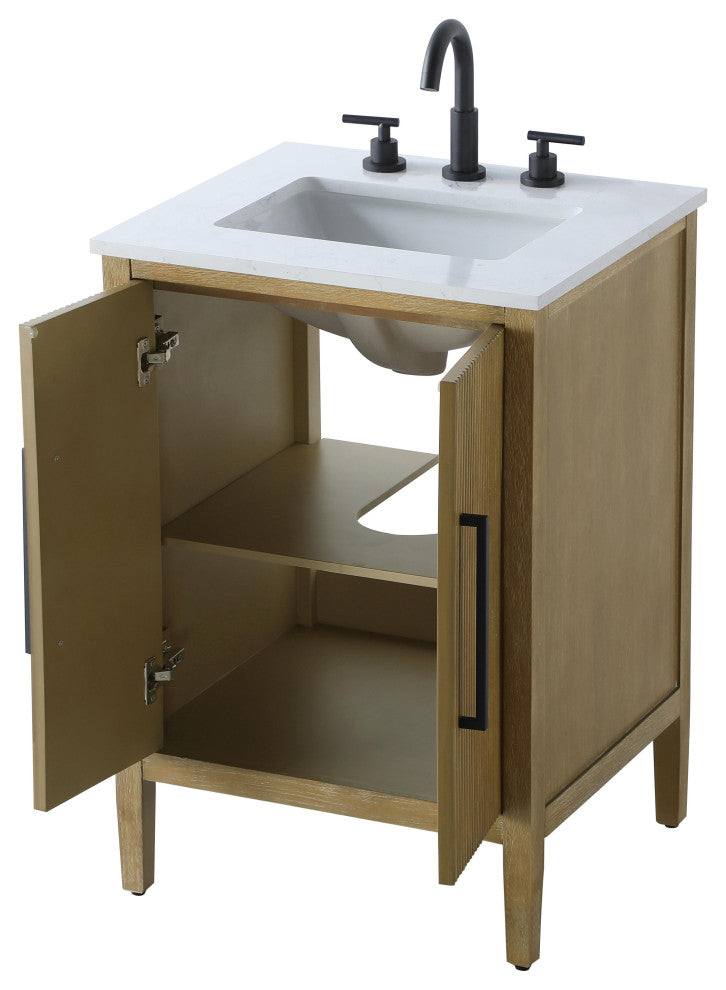 Home Living 24" Single Bathroom Vanity, Linen Oak