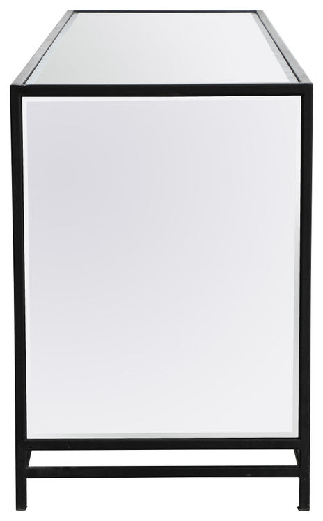 Jesse 72 In. Mirrored TV Stand, Black