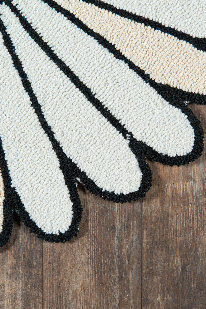 Novogratz by Momeni Cucina Daisy Hand Hooked Kitchen Mat, Ivory, 3''x3'' Round