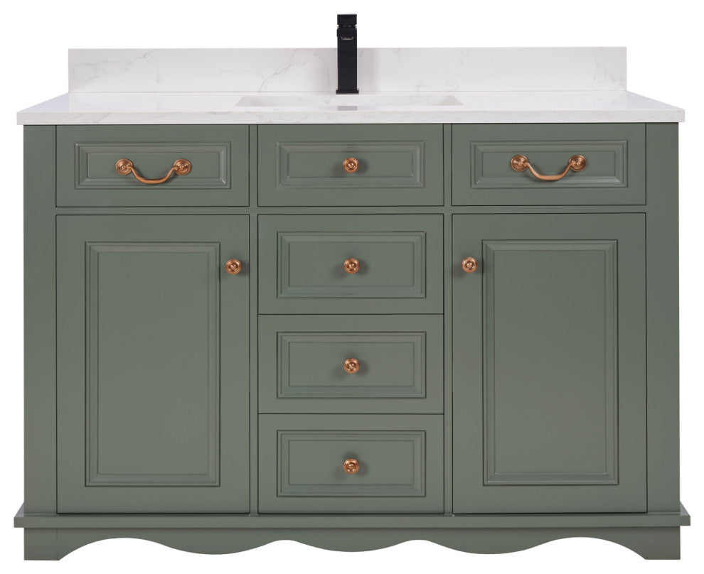 Legion Furniture WS2512 Series Bathroom Sink Vanity, Pewter Green, 48", Artificial Stone Top, Single Sink