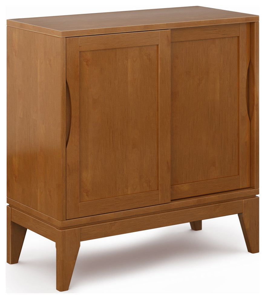 Harper Solid Hardwood Low Storage Cabinet, Teak Brown