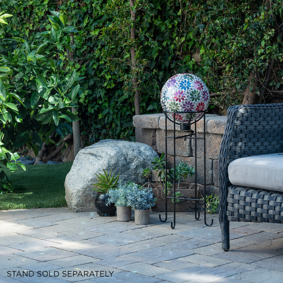 Colorful Daisy Gazing Globe with Mosaic Flower Design