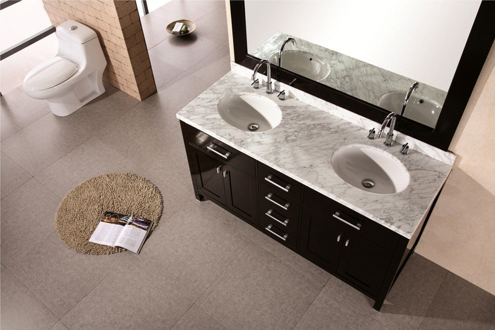 London 61" Double Sink Vanity Set, Espresso