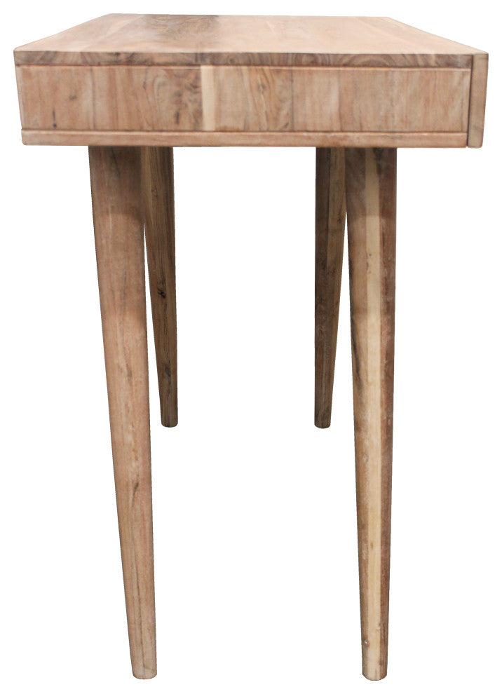 Benedict Gray Acacia Solid Wood 2 Drawer Desk, White Wash