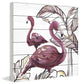 "Pink Flamingo II" Painting Print on White Wood, 24"x24"