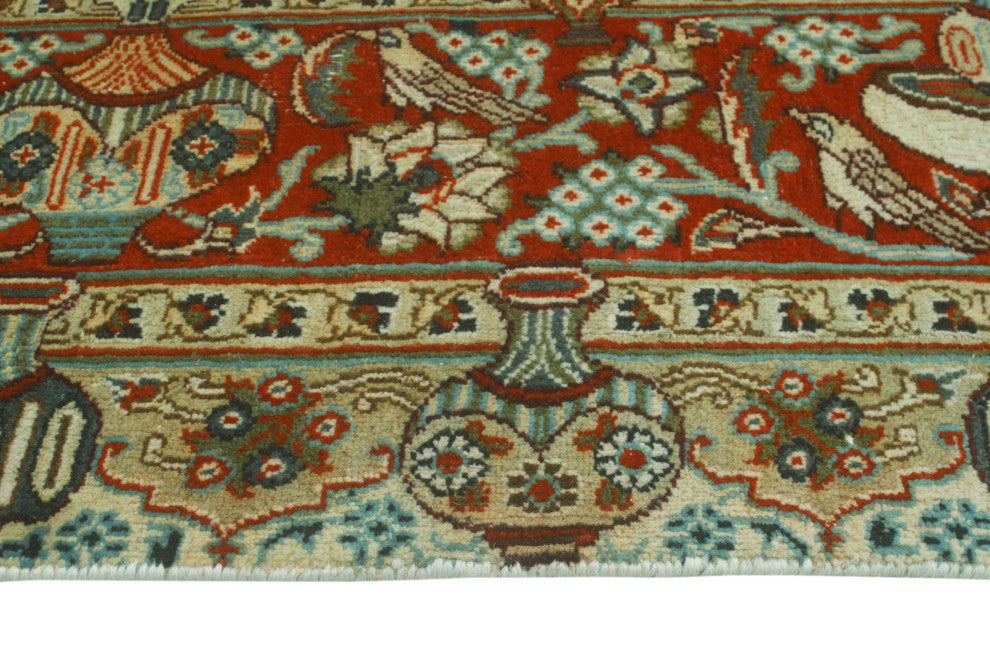 Fine Vintage Distressed Heerad Beige/Rust Rug, 6'5x9'6